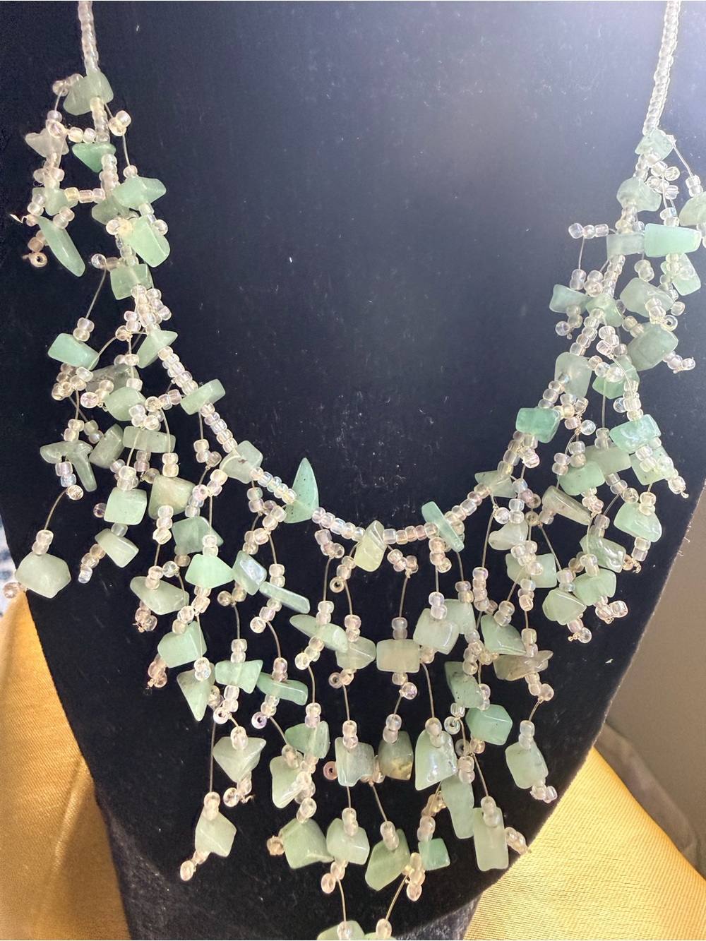 Light Green Chip Fringe Necklace